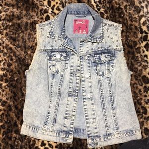 Size Small / Size 8 Vintage Denim Vest with Studs
